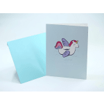 Unicorn greeting card with a light blue envelope