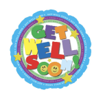 Round Get Well Soon balloon with colorful letters and stars