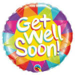 Round multicolor balloon with "Get Well Soon!" text