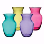 Four colorful glass vases on a white background
