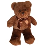 Brown teddy bear with a satin ribbon bow