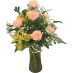 Half dozen roses and alstroemeria