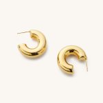 Pair of gold hoop earrings on a white background