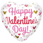 Heart-shaped balloon with "Happy Valentine's Day!" text and heart patterns