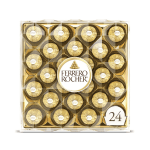 Box of Ferrero Rocher chocolates in gold wrappers