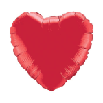 Red heart-shaped foil balloon on a white background