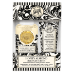 Honey almond hand care gift set in black-and-white patterned packaging
