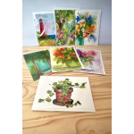 Assorted watercolor greeting cards with floral and landscape paintings