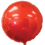Red round foil balloon on a white background