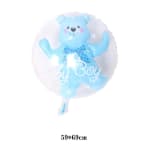 Blue teddy bear baby boy balloon with a bow