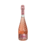 Bottle of pink rosé prosecco with a foil-wrapped top