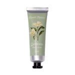 Tube of gardenia hand cream with floral illustration