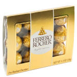 Box of Ferrero Rocher chocolates in gold packaging