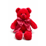 Red teddy bear with a large satin bow