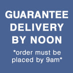 Blue sign with white delivery guarantee text