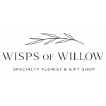 Wisps of Willow florist gift shop logo on a white background