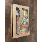 Box of assorted wrapped chocolates with a clear window