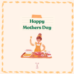 Mother's Day card with a woman baking at a table