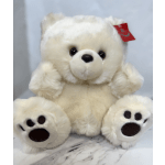 White plush teddy bear with a red tag