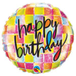 Round multicolor birthday balloon with "happy birthday" text