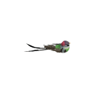 Decorative bird figurine with colorful feathers on a white background