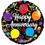 Round balloon with "Happy Anniversary" text and colorful balloons
