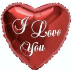 Red heart-shaped balloon with the words "I Love You"