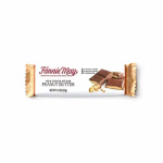 Wrapped peanut butter chocolate bar on a white background