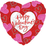 Heart-shaped Valentine’s Day balloon with pink and red hearts