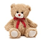 Teddy bear with a red ribbon bow