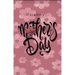 Pink Mother's Day graphic with flower shapes and black lettering