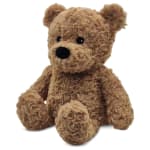 Brown plush teddy bear sitting on a white background