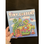 Tiny Gardens coloring book with a cartoon succulent house on the cover