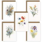 Set of floral greeting cards with watercolor bouquets