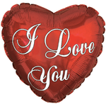 Red heart-shaped balloon with the words "I Love You"