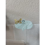 A sympathy card topper with a gold butterfly and the words "So sorry for your loss."