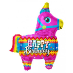 Colorful llama-shaped birthday foil balloon with "Happy Birthday" text