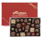 Box of assorted chocolates in a red gift box