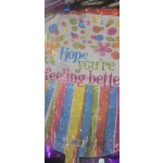 Holographic gift bag with colorful dots and the words "Hope you're feeling better"