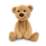 Tan teddy bear plush sitting on a white background