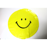 Yellow smiley face balloon on a white background