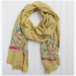 Embroidered Floral Cotton Scarf