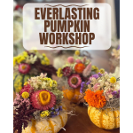 Decorative pumpkins topped with colorful dried flower arrangements