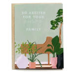 Greeting card with plants and the words 'So excited for your growing family'