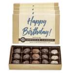 Box of birthday chocolates with a Happy Birthday label