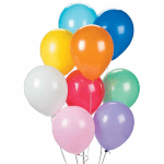 Cluster of colorful helium balloons on white background