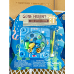Packaged wind-up fishing game with colorful fish and poles