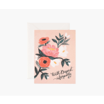 Sympathy card with painted flowers and the words "With Deepest Sympathy"