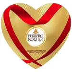 Heart-shaped Ferrero Rocher chocolate box with red ribbon