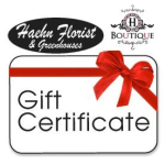 Gift certificate card with a red ribbon bow